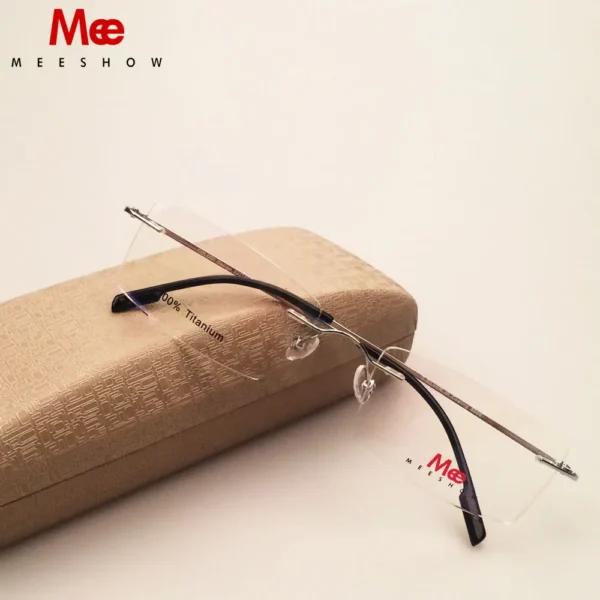 MEESHOW DESIGN Men Titanium Rimless Glasses Frame Male Square Ultralight Man Frameless Myopia Optical Frames Eyewear - Image 2