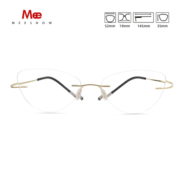 Titanium Alloy Rimless Glasses Frame Women Ultralight Eyeglasses Prescription rimless Cat Eye Myopia glasses Optical Frame 8522 - Image 4