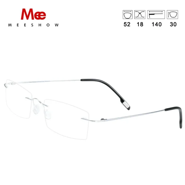 MEESHOW DESIGN Men Titanium Rimless Glasses Frame Male Square Ultralight Man Frameless Myopia Optical Frames Eyewear - Image 5