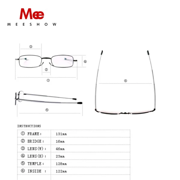 Meeshow Mini Portable Reader with Case Women Men Reading Glasses Power +1.0 to +3.5 High quality Reading Glasses R1002 - Image 5