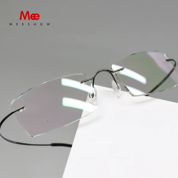 Meeshow Titanium alloy Myopia Rimless Women Men eyeglasses no screw reading glasses Flex prescription Optical Frame with case - Image 3