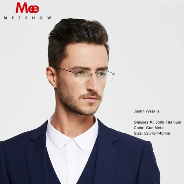 MEESHOW DESIGN Men Titanium Rimless Glasses Frame Male Square Ultralight Man Frameless Myopia Optical Frames Eyewear - Image 4