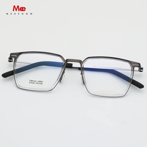 MEESHOW Pure Titanium Eyeglasses Frame Men's Fashion Glasses BIG Size Customized Prescription Anti-blue Light Lunette 2621