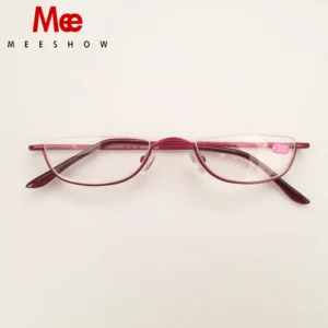 MEESHOW Reading Glasses for Woman Half Rim Comfort Spring Hinges for Men metal presbyopia stylish glasses +1.75 +2.25 +3.5 340