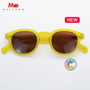 Meeshow Brand 2025 Men Women Fashion Sunglasses Gold Green Design Round Frame 100% UV Protection Nylon Lens Sun glasses