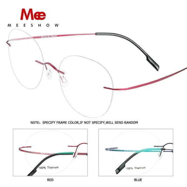 Meeshow Women Pure Titanium Rimless Ladies Frames Ultralight Frameless Men's Titanium Flexible Light Spectacles Optics - Image 4