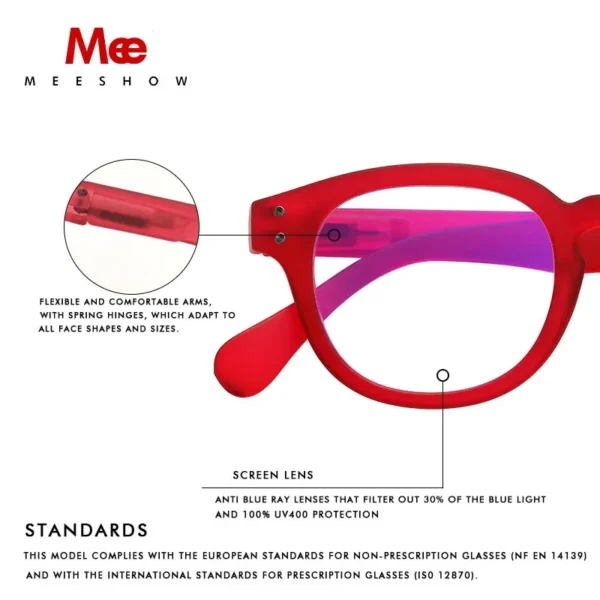Meeshow Japen New Reading Glasses Anti blue ray eyeglasses Style Quality Spring Men Women blue light blocking UV400 1513 - Image 3