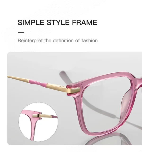 MEESHOW Brand Women's Reading Glasses Anti Blue Light Geometric Pink Frame Myopia Astigmatism Prescription Lenses Lady's 1729 - Image 5