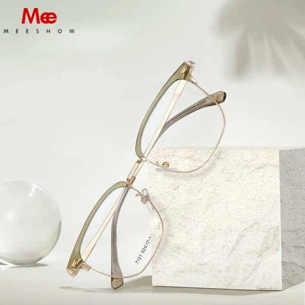 MEESHOW Ultra-light Big Eyeglasses TR90 Pure Titanium Retro Square Optical Prescription Glasses Frame Men Women Eyewear 7121