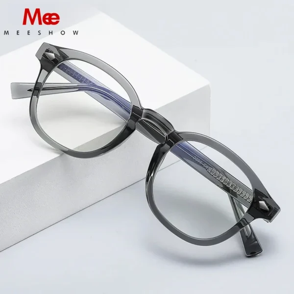 MEESHOW Geometric Round Small Frame Design Anti-Blue Light Glasses Customizable Prescription Women's Reading Glasses 7920