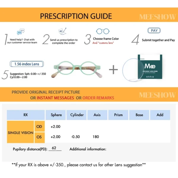 Meeshow Prescription Glasses Women Round Myopia Optical eyeglasses Frame Men's CR-39 Resin Aspheric Lenses Customized Glasses - Image 6