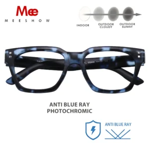 Meeshow Photochromic Sun Glasses Square Men Women outdoor UV 400 Blue light Blocking Eyeglasses Vintage Driving Eyewear 2226