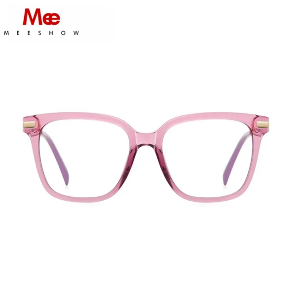 MEESHOW Brand Women's Reading Glasses Anti Blue Light Geometric Pink Frame Myopia Astigmatism Prescription Lenses Lady's 1729