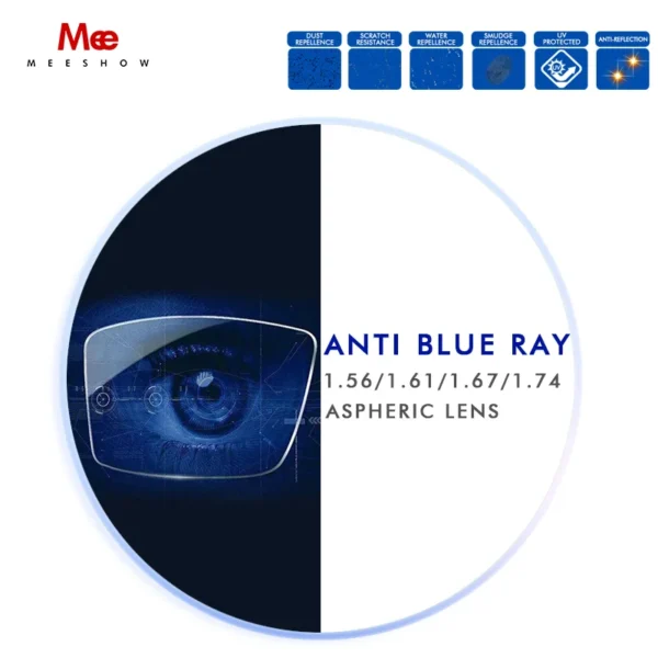 MEESHOW Customize Blue Light Blocking Lens with Prescription Aspheric Glasses Lenses Myopia Hyperopia Optical Lenses With RX - Image 2