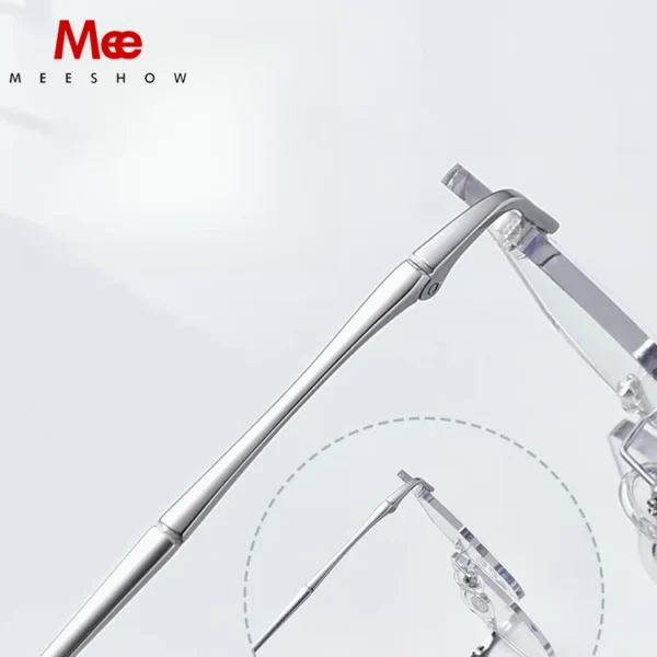 Meeshow New Rimless Glasses Titanium Myopia Men's Prescription Eyewear Anti Blue Light Eyeglasses Progressive Lenses Optics 8911 - Imagen 5