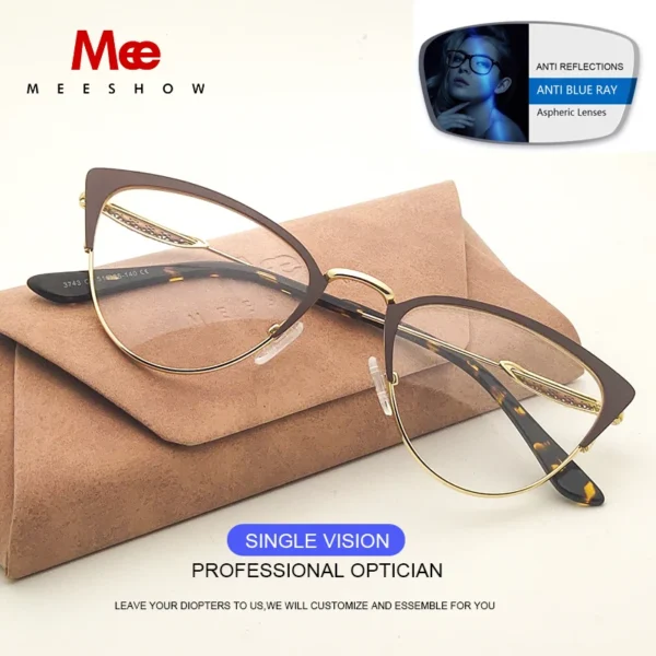 MEESHOW DESIGN Men Titanium Alloy 130MM Prescription Blue Light Blocking Glasses Myopia Hyperopia Optical Eyewear 6950