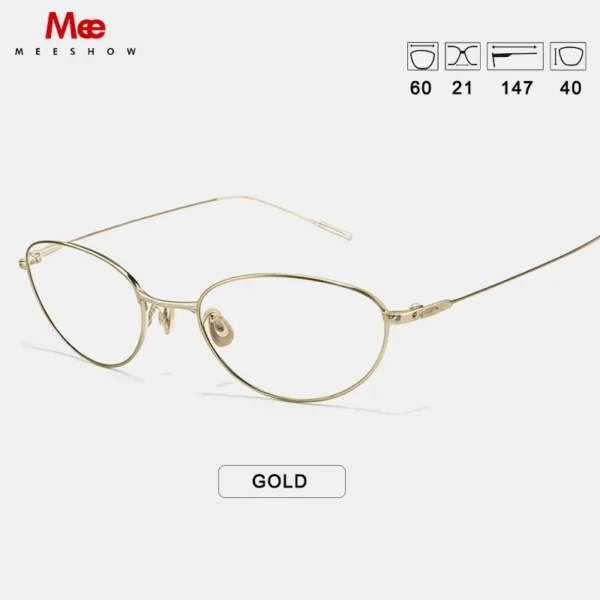 Meeshow Brand New Chic Eyeglasses Women's Blue Light Blocking Glasses Trend CAT EYE Lady's Titanium Prescription Small Eyewear - Image 5