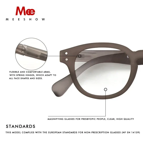Meeshow Reading Glasses Round Men Women Eye Glasses Retro Europe Style French Presbyopia stylish reader +175 1513 - Image 4