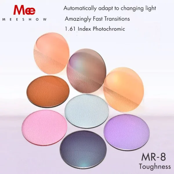 MEESHOW Brand Lens 1.61 MR-8 Photochromic High Quality Toughness Darkens outdoors in seconds Optical Lenses for Rimless glasses - Image 2