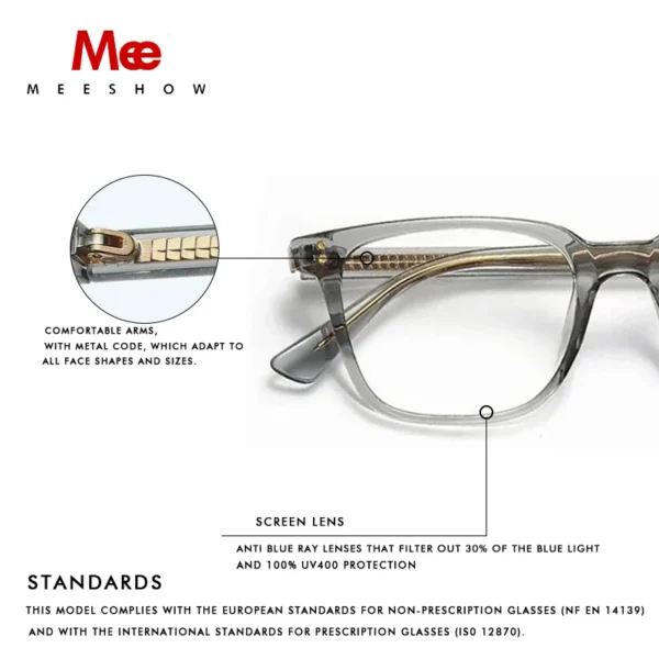 MEESHOW Design TR90 Glasses Frame Square Eyeglasses Luxury Prescription Glasses Frames Optical Eyewear 5117 - Image 3