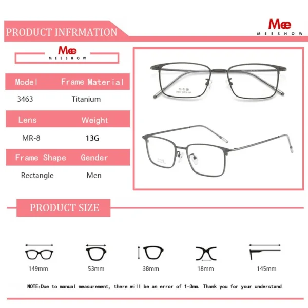 MEESHOW DESIGN Men Prescription Glasses Rectangle Myopia Prescription Eyeglasses Male Business Style Half Optical Glasses 3463 - Image 5