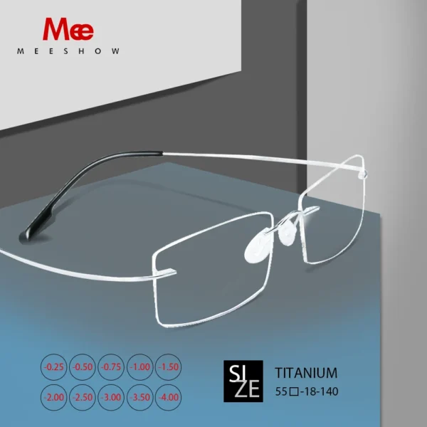 Meeshow Titanium alloy Myopia Rimless Women Men eyeglasses no screw reading glasses Flex prescription Optical Frame with case
