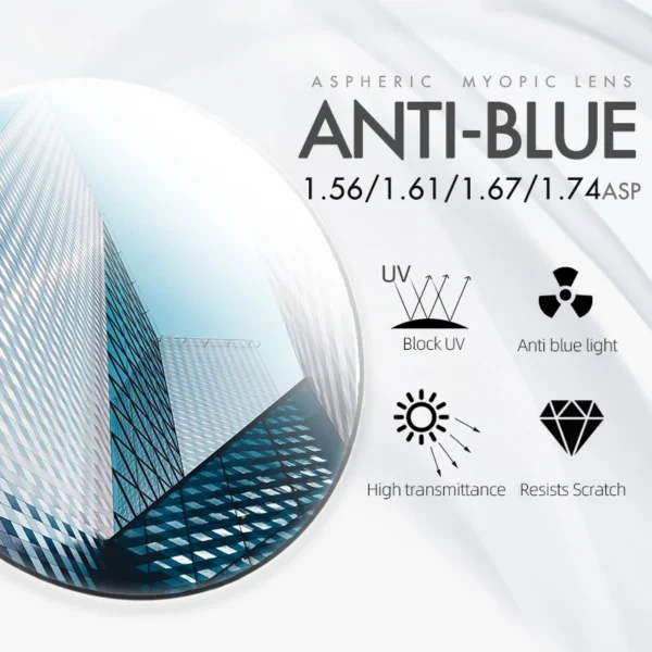 MEESHOW Anti Blue Light Blocking Lens A1 Series 1.56 Optical Prescription Glasses Lens Myopia Hyperopia Thin HMC Lenses