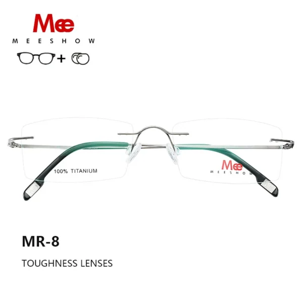 MEESHOW DESIGN Men Titanium Rimless Glasses Frame Women Square Ultralight Pure Titanium Myopia Optical Frames 7g Eyewear
