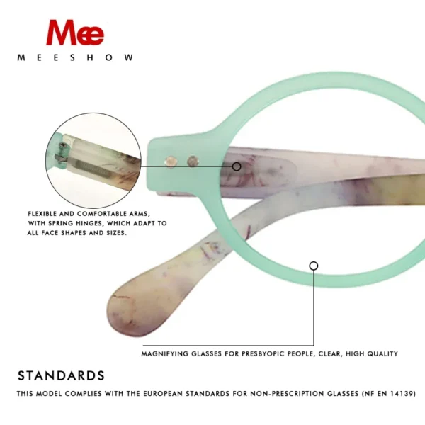 Meeshow 2024 Reading Glasses Circle Round Eyeglasses for Man Stylish Winter Presbyopia glasses protable reader +1.5 Eyewear 1730 - Image 4