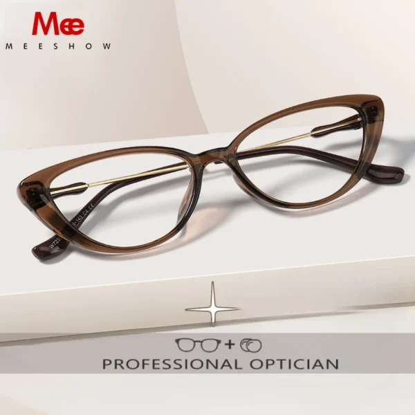 Meeshow 2025 Cat Eyes TR90 Myopia Glasses for Women Blue Light Blocking Reading Glasses Computer Prescription Eyeglasses 29383