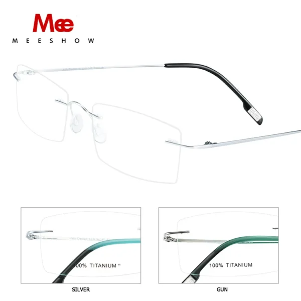 MEESHOW DESIGN Men Titanium Rimless Glasses Frame Male Square Ultralight Man Frameless Myopia Optical Frames Eyewear - Image 3