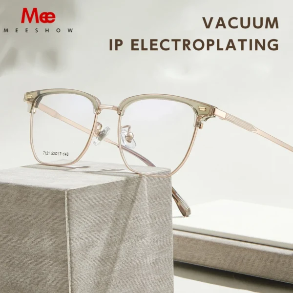 MEESHOW Ultra-light Big Eyeglasses TR90 Pure Titanium Retro Square Optical Prescription Glasses Frame Men Women Eyewear 7121 - Image 2