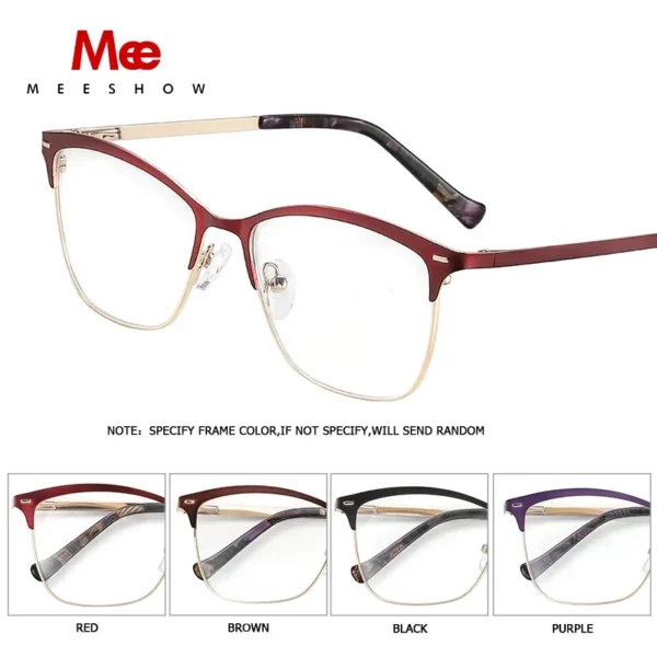 Meeshow Prescription Glasses Cat Eyes women's glasses High Quality Stainless steel Eyeglasses Myopa Progressive Customize 5601 – Bild 3