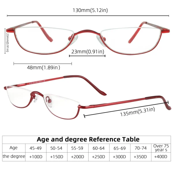 2-packs MEESHOW Reading Glasses for Woman Half Rim Comfort Spring Hinges Men metal presbyopia stylish glasses +1.75 Moon reader - Image 5