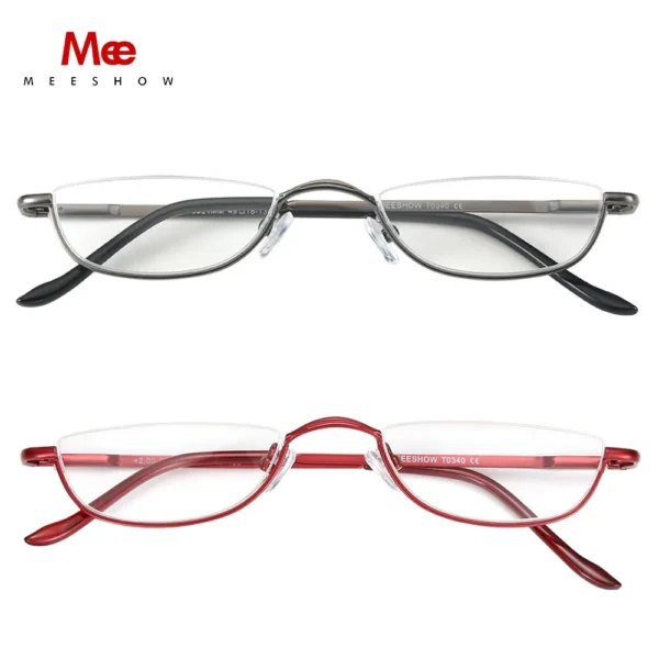 2-packs MEESHOW Reading Glasses for Woman Half Rim Comfort Spring Hinges Men metal presbyopia stylish glasses +1.75 Moon reader - Image 6