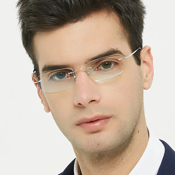 Meeshow Titanium alloy Myopia Rimless Women Men eyeglasses no screw reading glasses Flex prescription Optical Frame with case - Image 2