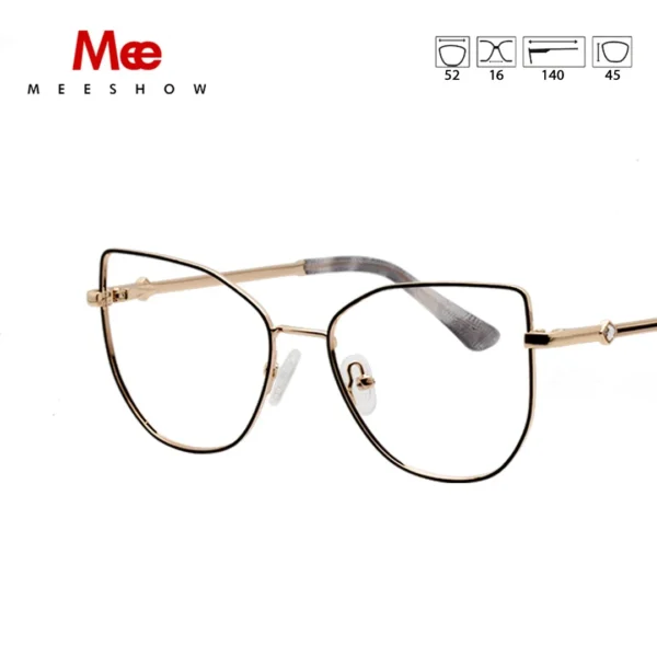 Meeshow Titanium Alloy Eyeglasses Frames for Teens Prescription Cat Eye Glasses Girls Metallic Diamond Fashion Eyewear – Bild 3
