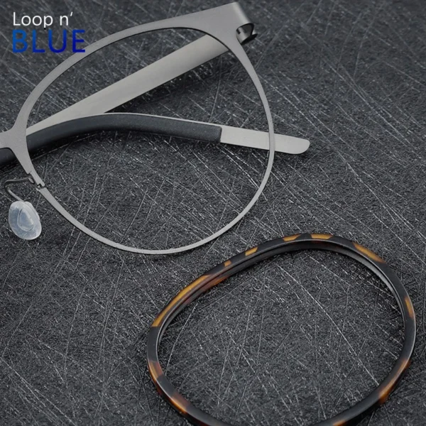 Pure Titanium Glasses Frame for Men Women Vintage Retro Round full Eyewear Screwless Eyeglasses Frame full Spectacle 9704 - Image 2