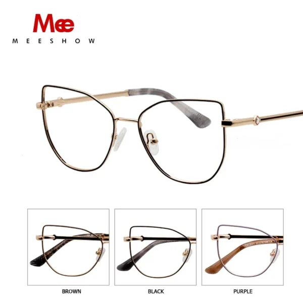 Meeshow Titanium Alloy Eyeglasses Frames for Teens Prescription Cat Eye Glasses Girls Metallic Diamond Fashion Eyewear – Bild 5