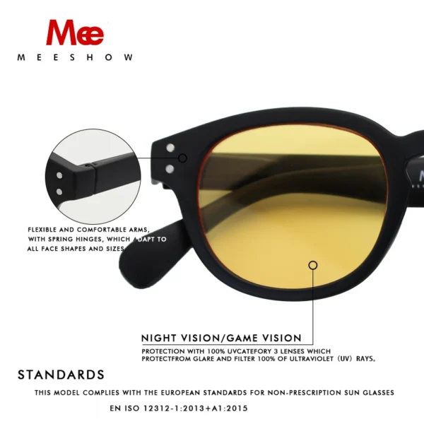 Meeshow Brand Sunglasses New Men Women Retro Fashion Driving Design Frame 100% UV Protection Night Vision Yellow Sun glasses – Bild 3