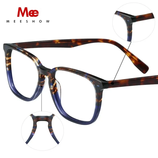 Meeshow Fashion Prescription Glasses Acetate Glasses Men Square Eyewear Optics lunetas Myopia RX Customized Eyeglasses 1810 - Imagen 5