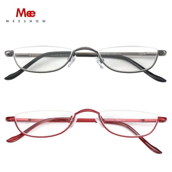 2pscMEESHOW Reading Glasses for Woman Half Rim Comfort Spring Hinges for Men metal presbyopia stylish glasses +1.75 +2.25 +3.5 - Image 6