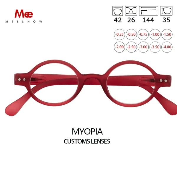 Meeshow Prescription Glasses Women Round Myopia Optical eyeglasses Frame Men's CR-39 Resin Aspheric Lenses Customized Glasses