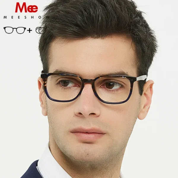Meeshow Fashion Prescription Glasses Acetate Glasses Men Square Eyewear Optics lunetas Myopia RX Customized Eyeglasses 1810 - Imagen 2