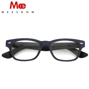 Meeshow Reading Glasses Woody Blue Europe Style Men Women Retro Eyeglasses progressive Lenses Men's multifocal readers +1.5