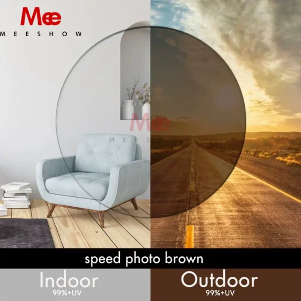 MEESHOW Brand Lens 1.61 MR-8 Photochromic High Quality Toughness Darkens outdoors in seconds Optical Lenses for Rimless glasses