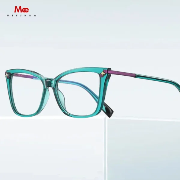 MEESHOW Cat Eye Myopia Prescription Glasses Hyperopia Women Reading CR39 Anti Blue Light Optical Eyeglasses Frame Lenses Lunette