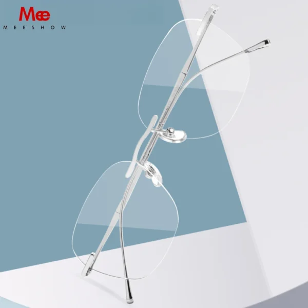Meeshow New Rimless Glasses Titanium Myopia Men's Prescription Eyewear Anti Blue Light Eyeglasses Progressive Lenses Optics 8911 - Imagen 4