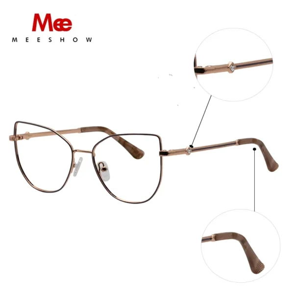 Meeshow Titanium Alloy Eyeglasses Frames for Teens Prescription Cat Eye Glasses Girls Metallic Diamond Fashion Eyewear – Bild 4