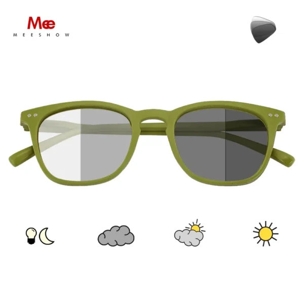 Meeshow Photochromic Lesebrille Männer Frauen Brillen Retro Europa Stil blaues Licht blockieren Brillen +1.5 +2.0 1765